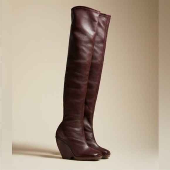 KHAITE Morgan over the knee burgundy boots - Picture 2 of 12